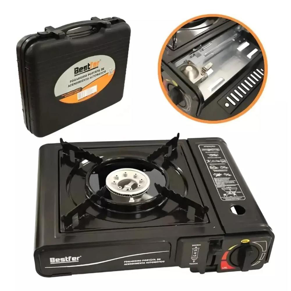 Bestfer fogareiro portátil camping ascendimento automático com Maleta Bestfer