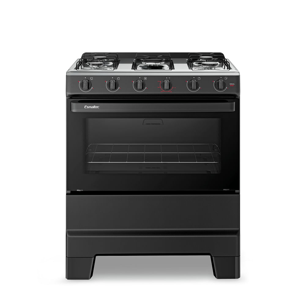Fogão de Piso Esmaltec 5 Bocas com Acendimento Manual Preto Ideal Pop