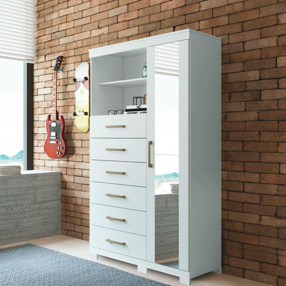 Comoda Santos Andira Maraba 1 Porta 6 Gavetas Branco