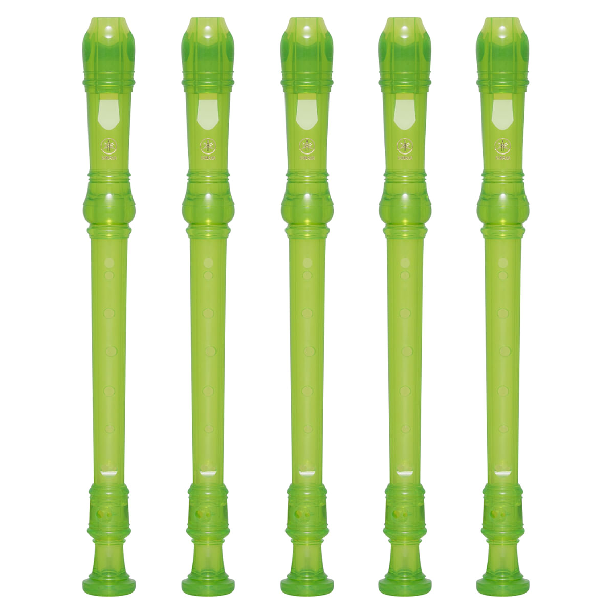 Kit 5 Flautas Doce Soprano Germânica Em C YRS-20G Verde Yamaha