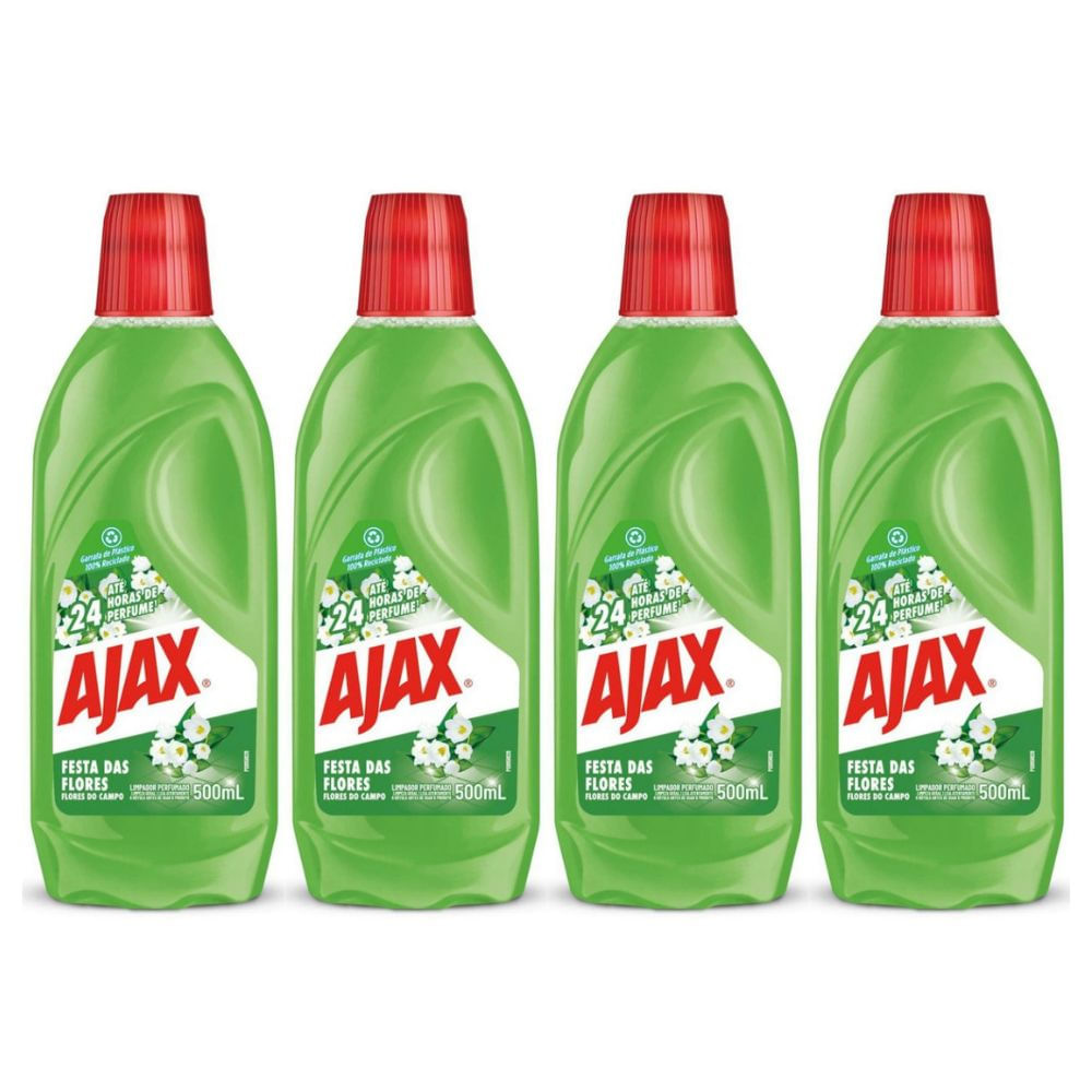 Kit 4 Limpador Diluível Ajax Festa Das Flores - Flores do Campo 500Ml