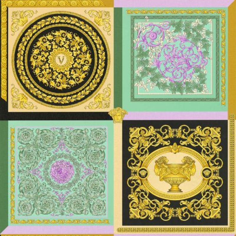 Papel de Parede Versace V Arabesco Colorido 387041