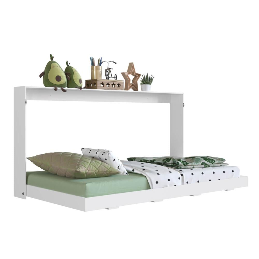 Cama Articulável Horizontal Branca Solteiro Dobrável MDP Decoração Phoenix Art In Móveis