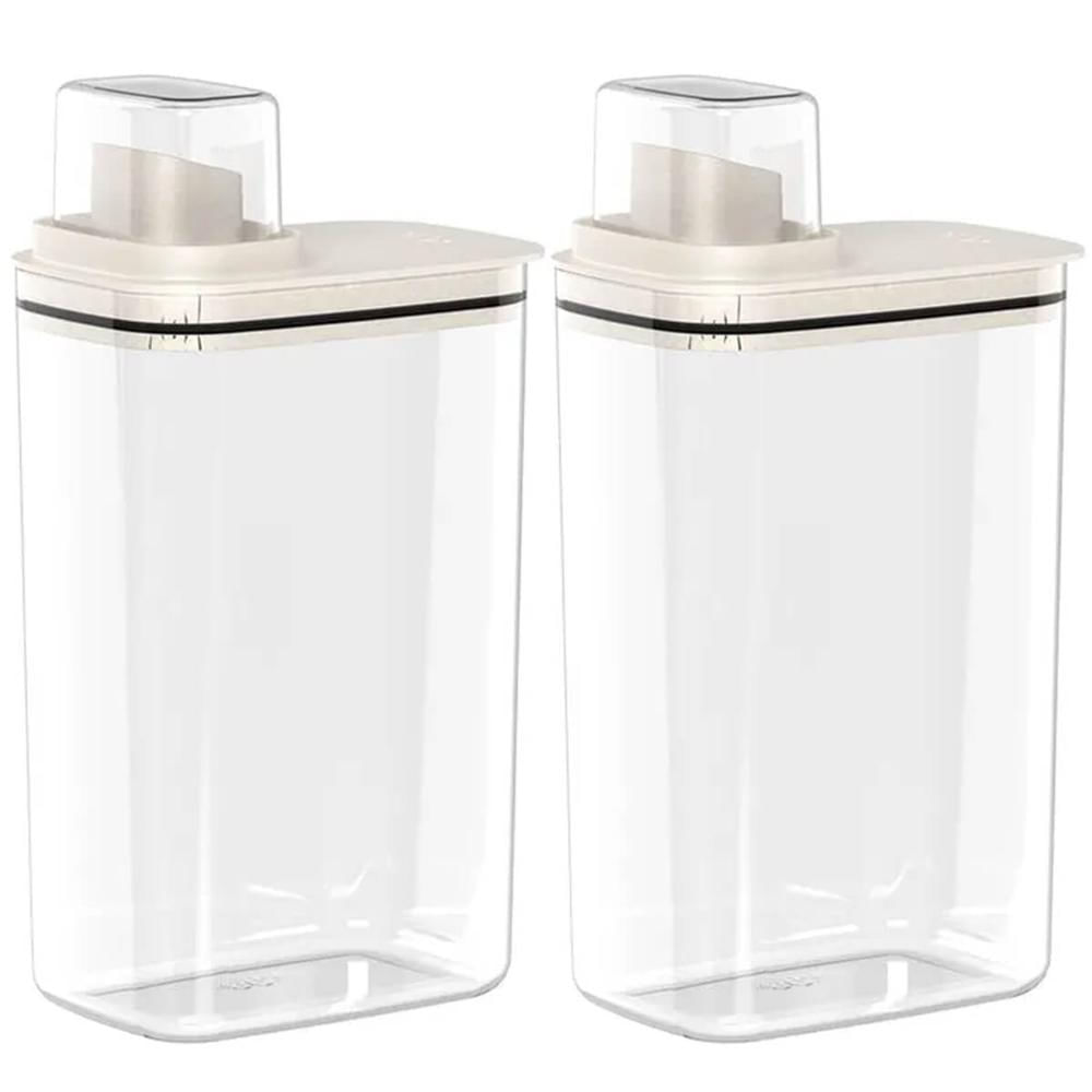 Kit 2 Dispenser para Amaciante e Sabão Líquido 2,3L Flow Bege com Tampa Medidora Ou