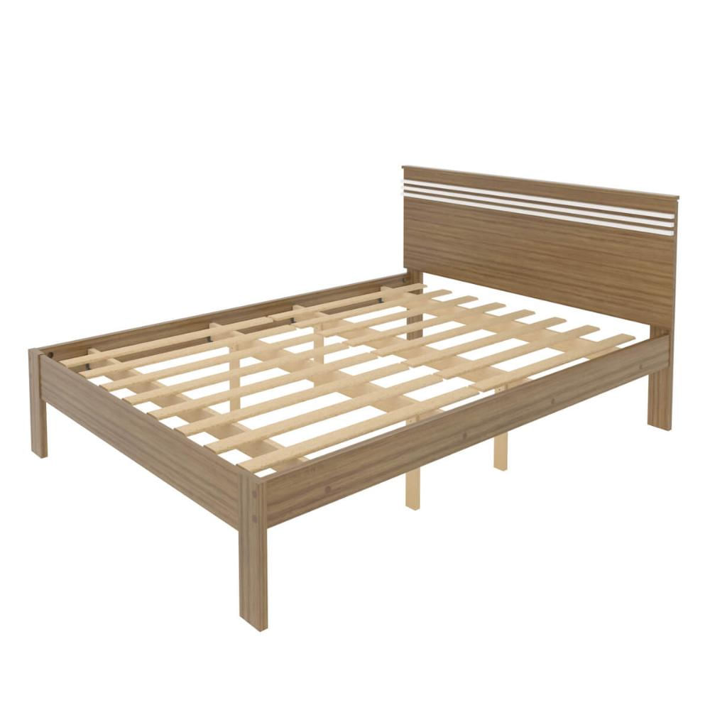 Cama de Casal 195x148,5x93cm MDP Amêndoa Tecnomobili CM8009 Quarto
