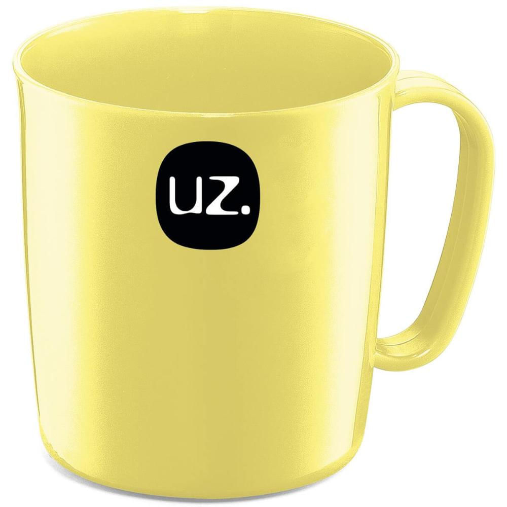 Caneca Escolar de Plástico 400ml UZ Amarelo Claro