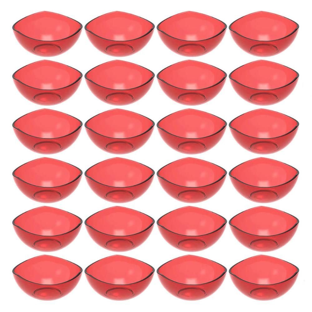 24 Potes para Doces Sobremesas Restaurante Hotel Vermelho Transparente Plástico Crippa