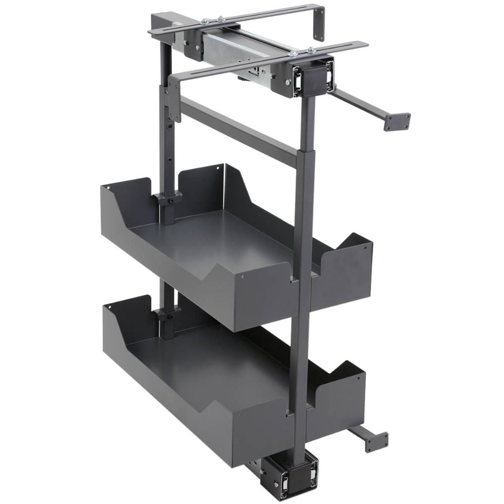 Coluna Baixa Masutti 2 Bandejas 24x48x61cm Cinza Corrediça Deslizante Móvel