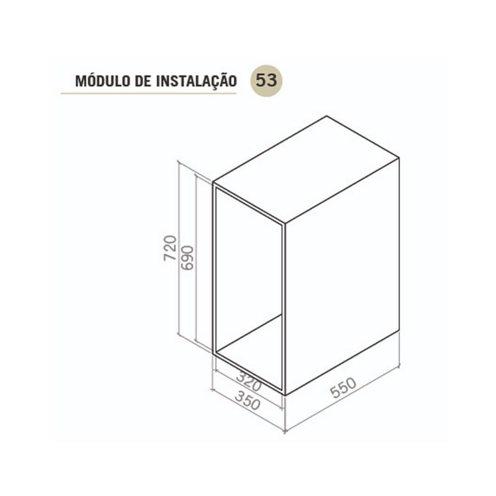 Coluna Baixa Masutti 2 Bandejas 24x48x61cm Cinza Corrediça Deslizante Móvel