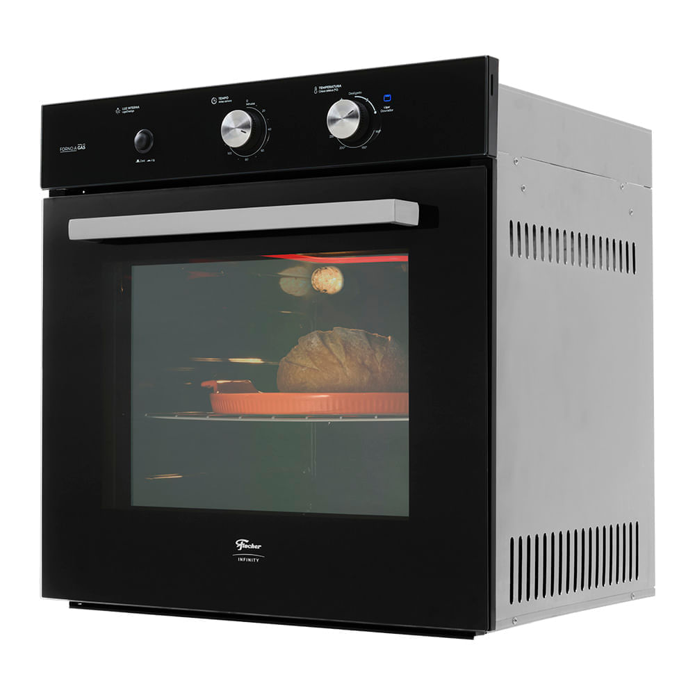 Forno a Gás de Embutir Fischer Infinity 78L com Grill Preto