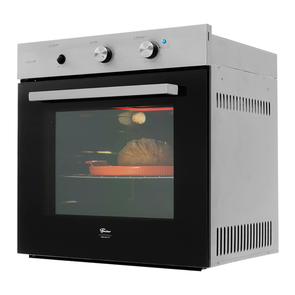 Forno a Gás de Embutir Fischer Infinity 78L com Grill Inox