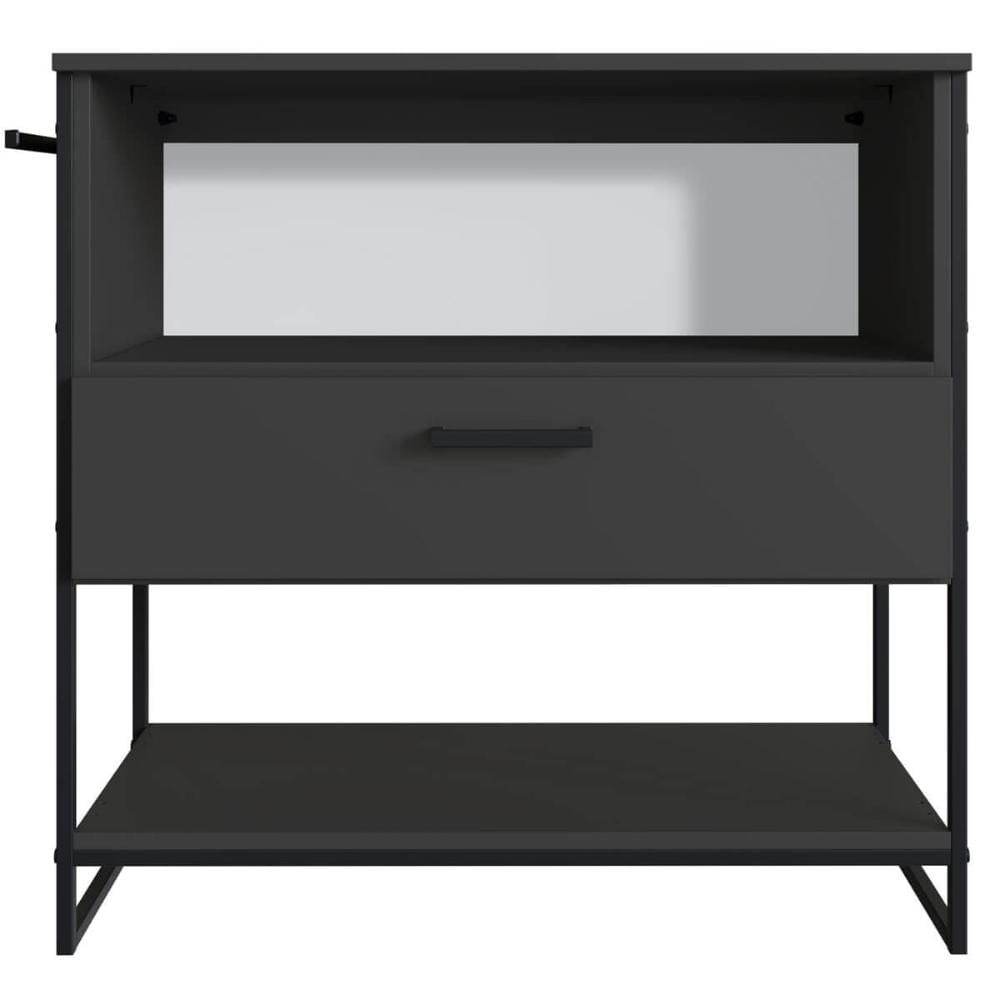 Gabinete para Banheiro 80x37x79cm Preto Grafite Placa e Ponto P1028