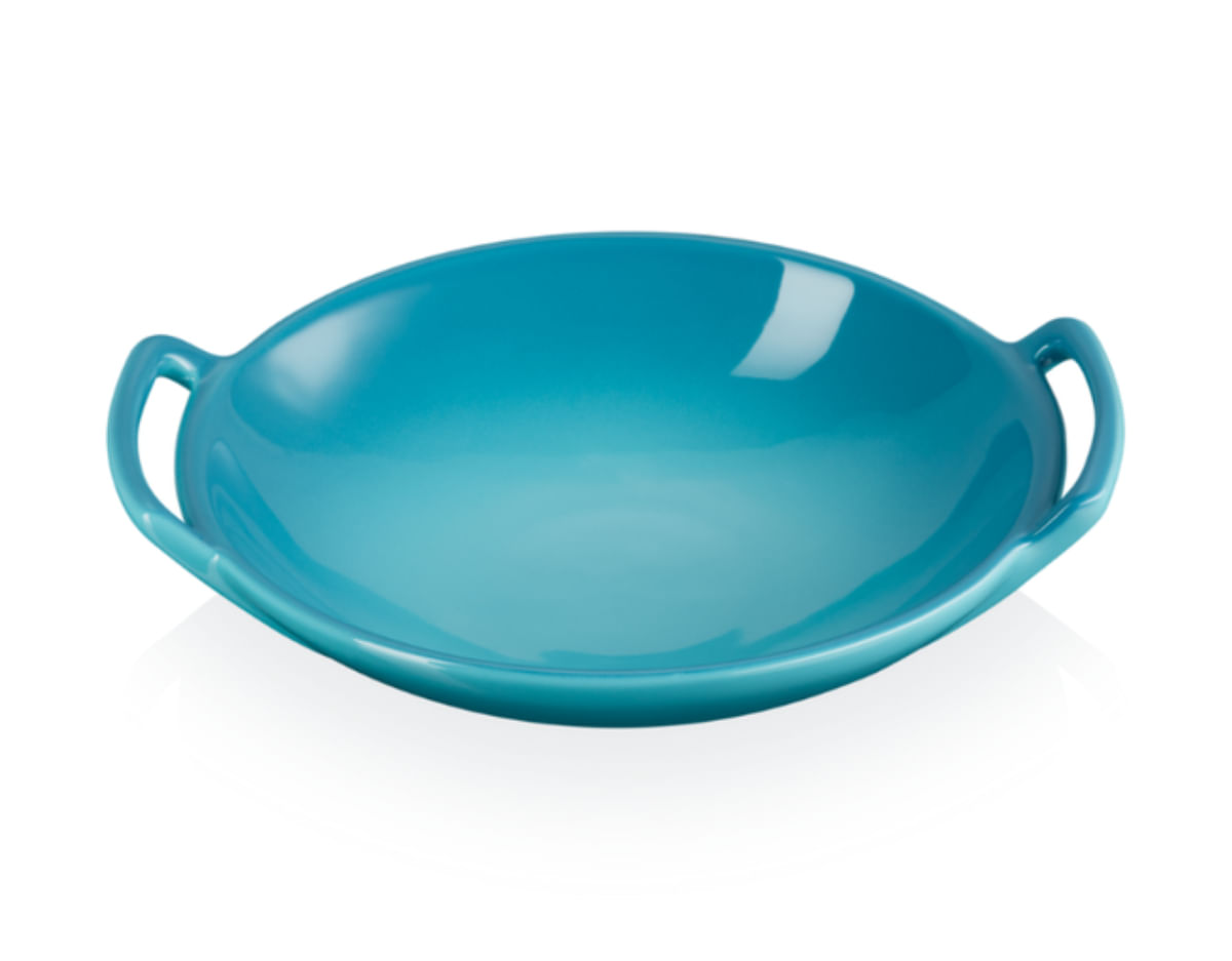 PRATO LE CREUSET REDONDO EM CERÂMICA 20CM WOK AZUL CARIBE 219170717020