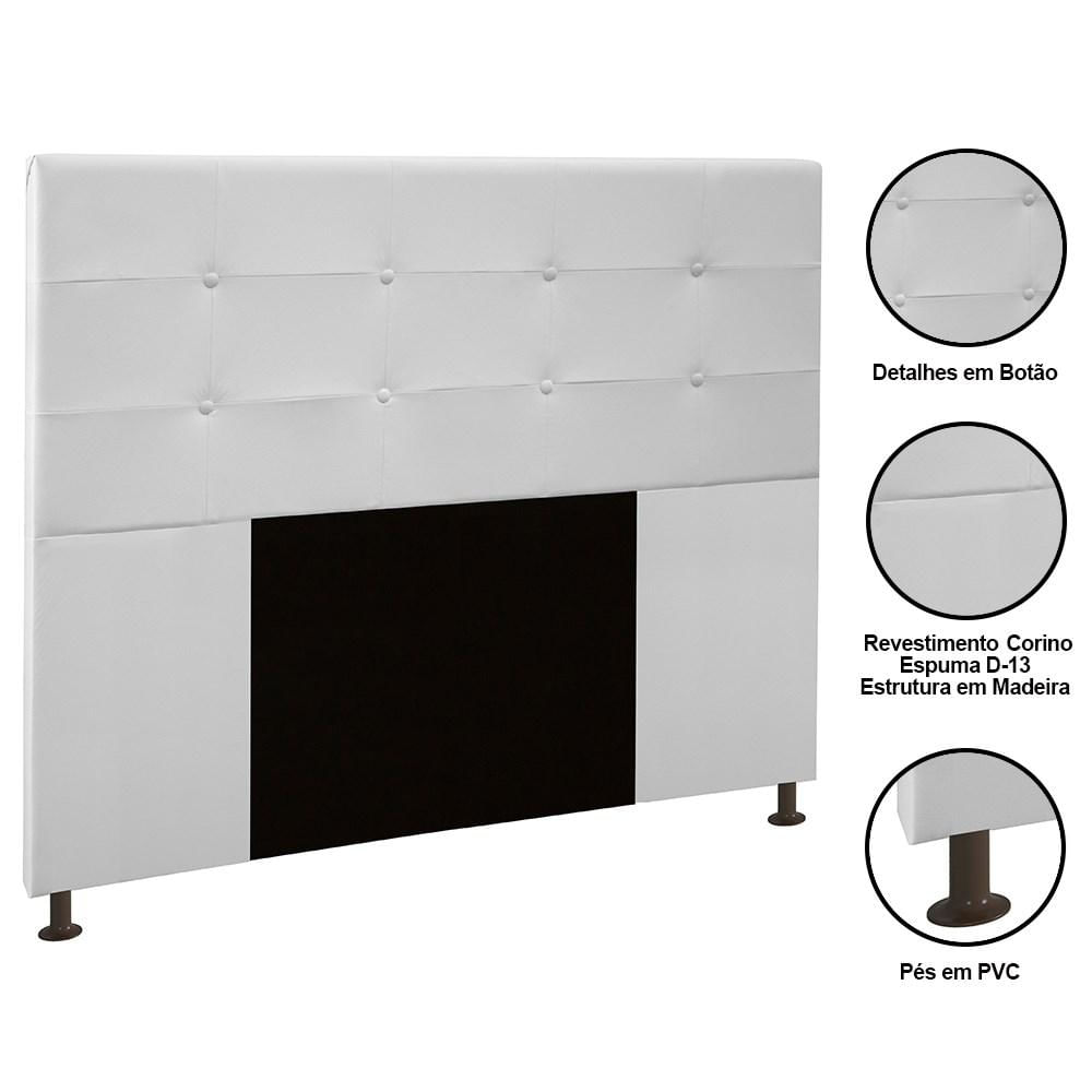 Cabeceira Cama Box Casal 140cm Safira Sintético I02 Branco - Mpozenato