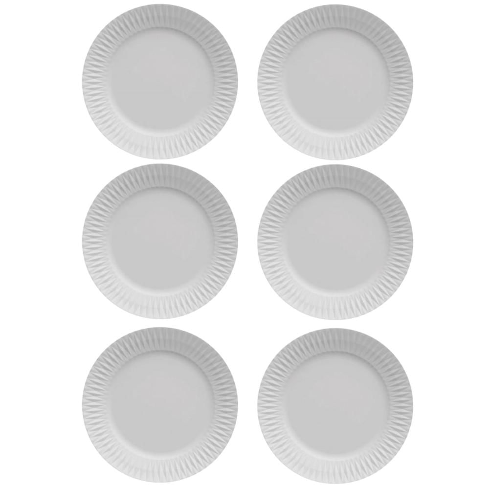 Kit 6 Pratos Rasos de Porcelana Branca 26,5cm Germer Mesa Posta Diamante
