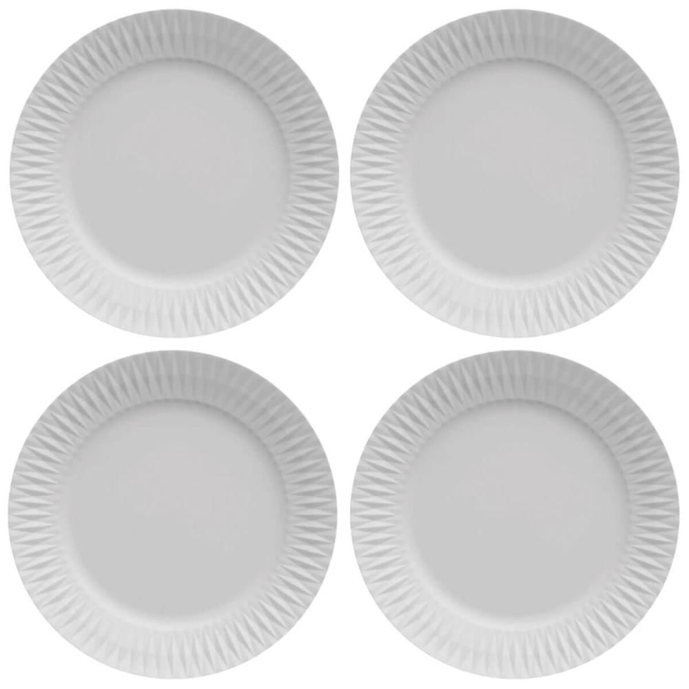 Kit 4 Pratos Rasos Porcelana Branca 26,5cm Germer Mesa Posta Restaurante