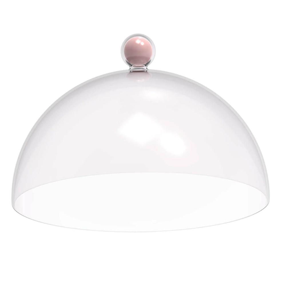 Cúpula de Plástico 25cm para Bolos Tortas Doces Pratos Bubble Crippa Rosa Himalaia