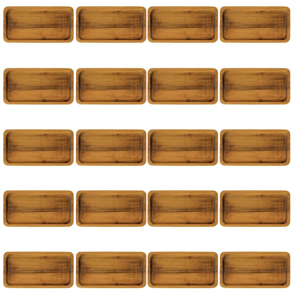 Kit 20 Bandejas Madeira Teca Petisqueira 20x10cm Bar Restaurante Zanline
