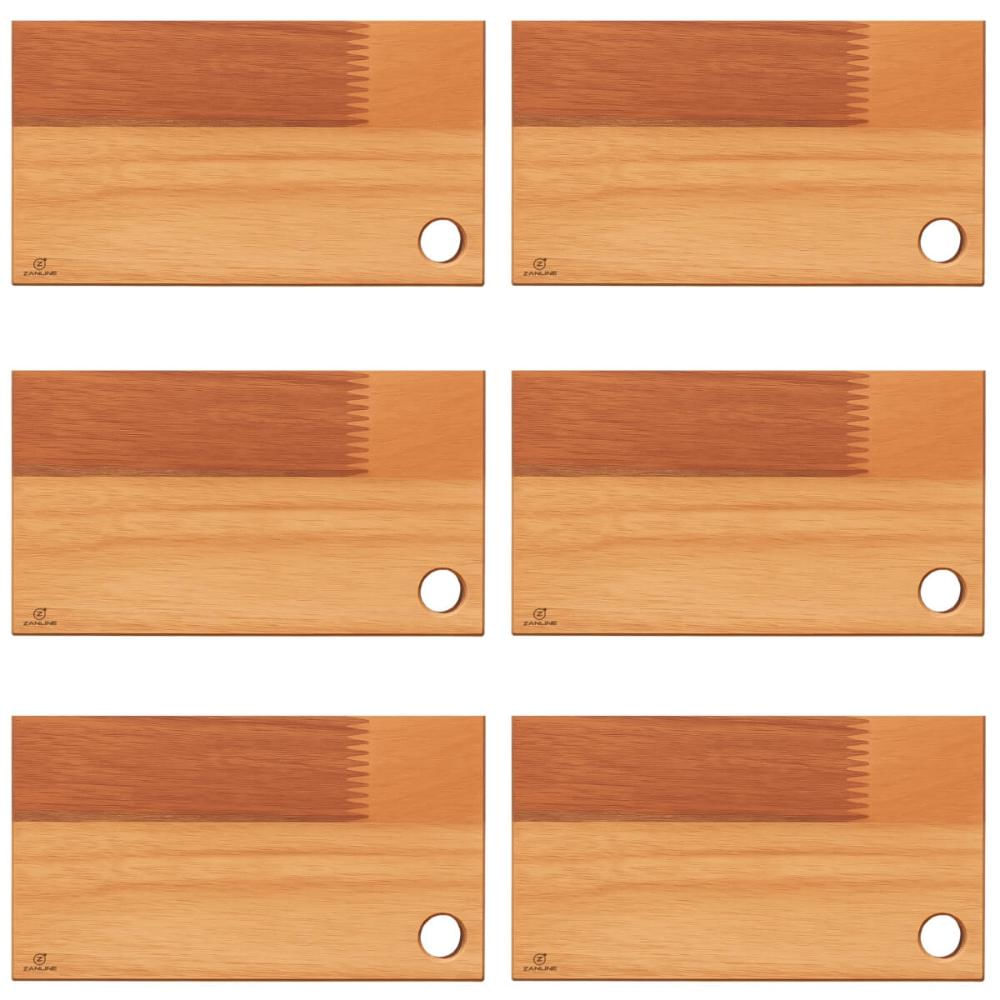 Kit 6 Tábuas de Madeira Eucalipto 27x15cm Petisqueira Bandeja Para Servir Zanline