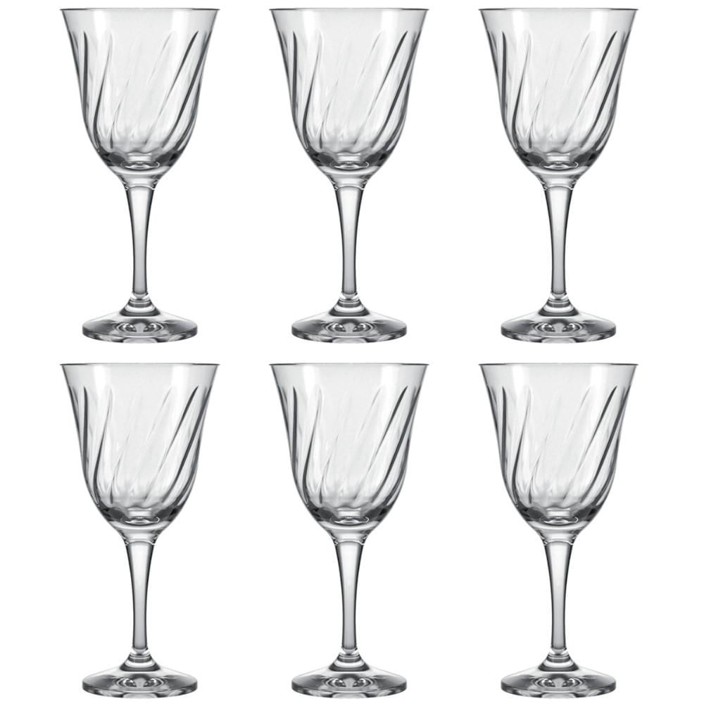 Jogo 6 Taças para Água Vinho 365ml Lírio Nadir Figueiredo em Vidro Transparente