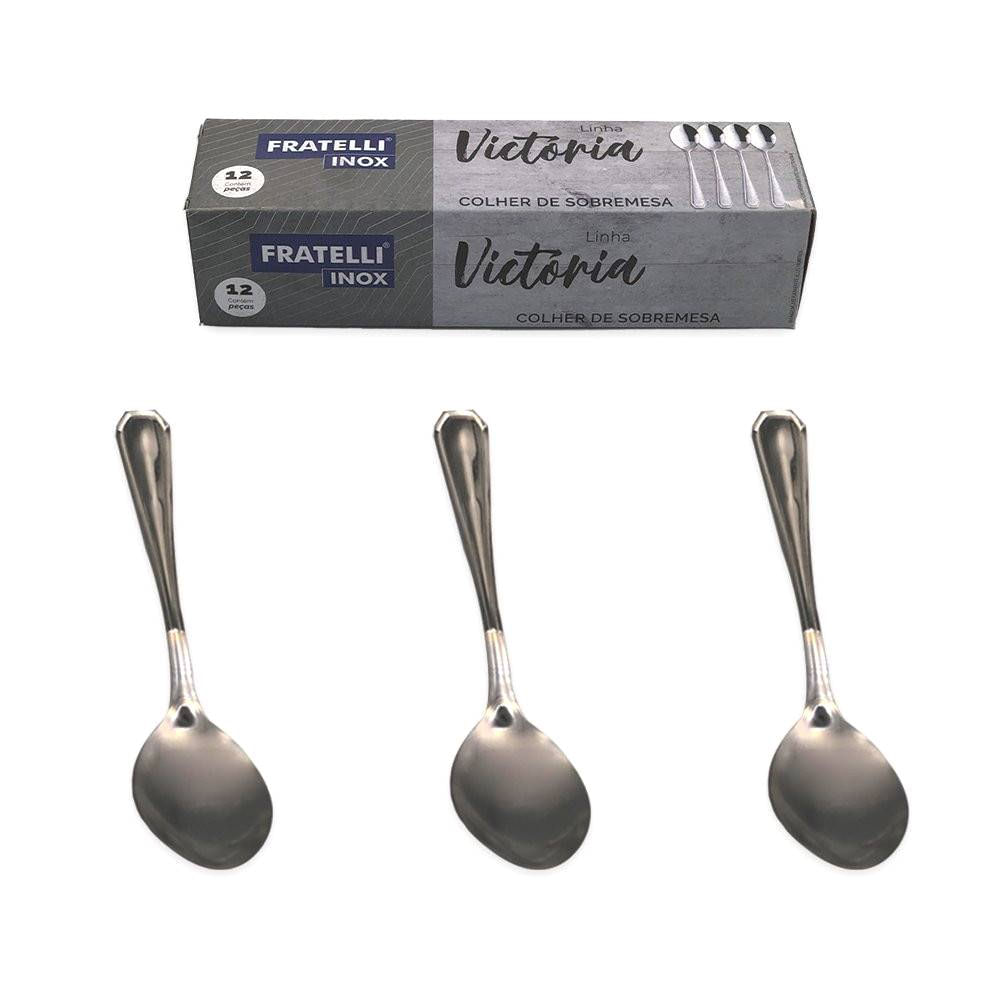 Kit com 12 Colheres para Sobremesa Inox Premium de Qualidade