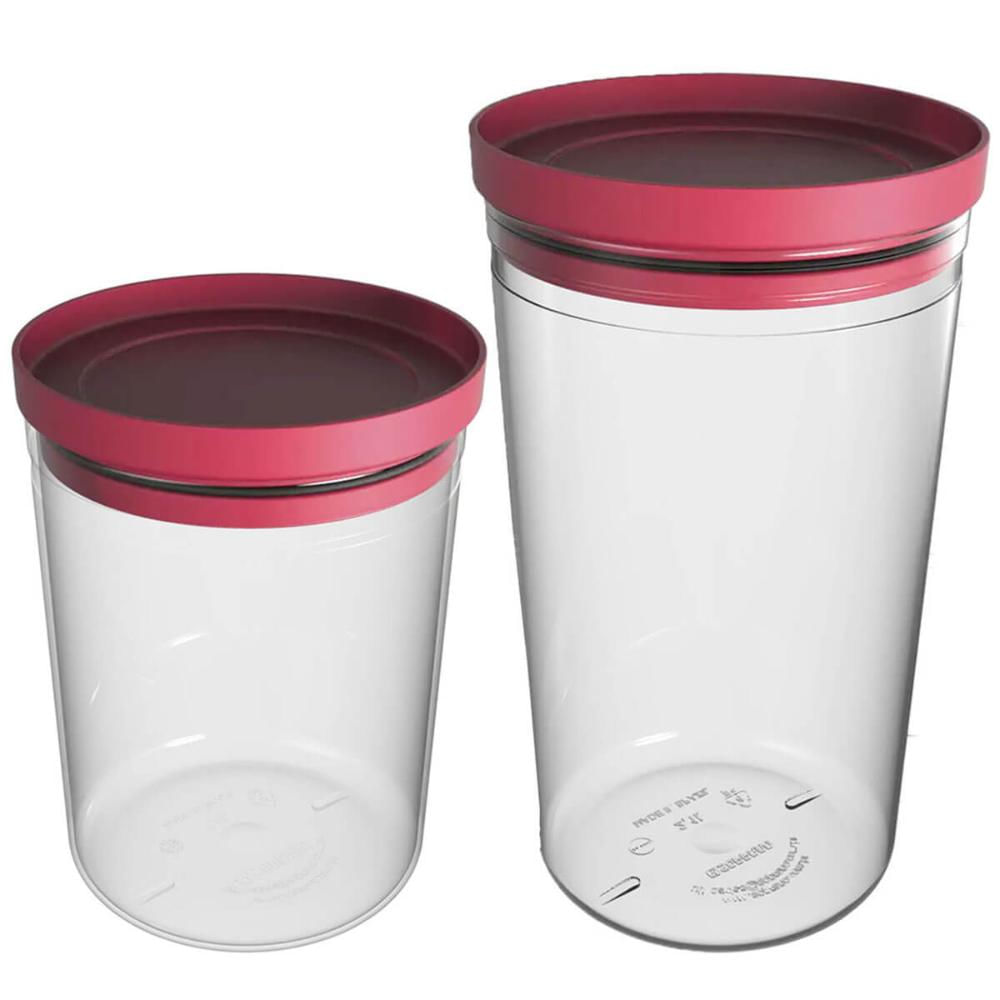 Kit Potes Herméticos Porta Mantimentos com Tampa 1,6L e 2,1L Soprano Vermelho