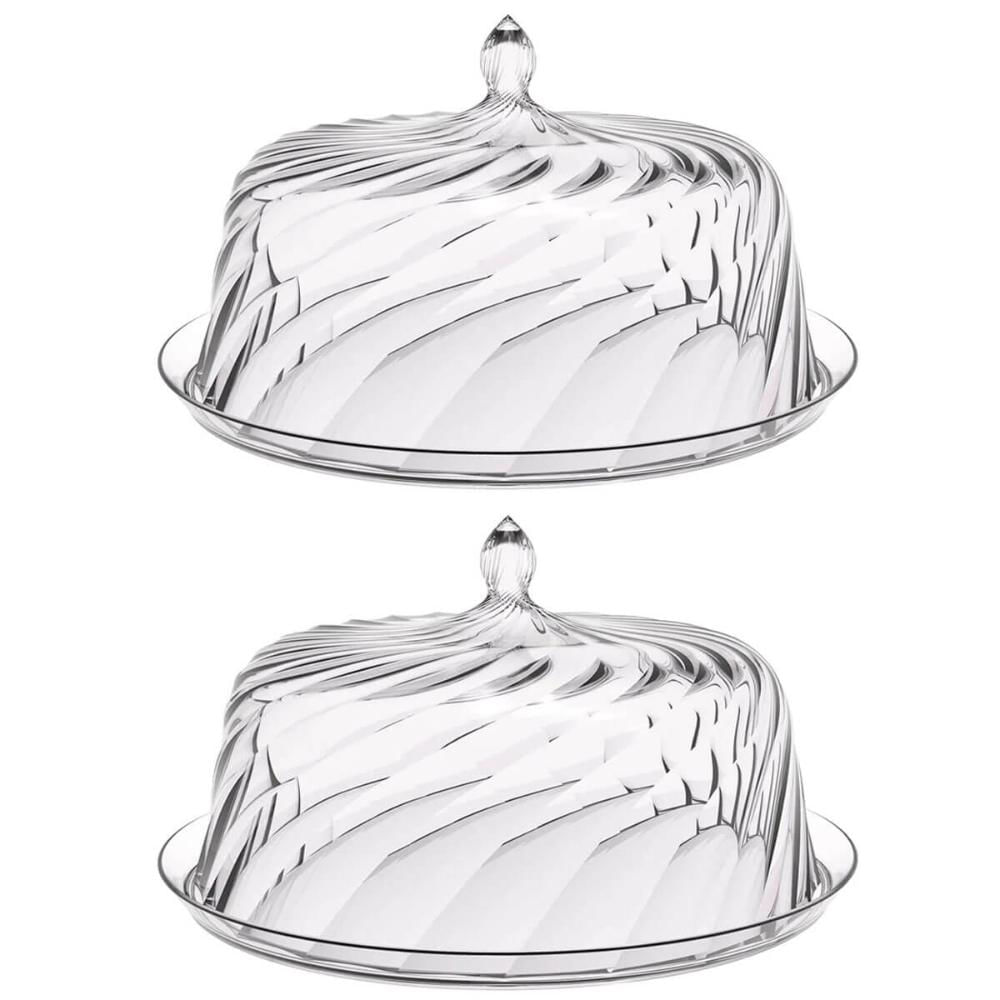 Kit 2 Boleiras Porta Bolo com Cúpula 30cm Transparente Glassy Crippa Doces Sobremesas