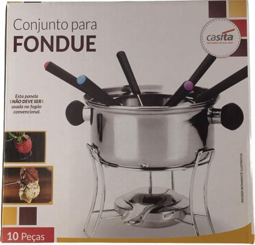 Conjunto para Foundue Ferro Prata com Cabo Mimo  10206