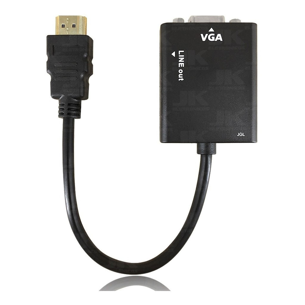 Conversor Adaptador De Vídeo Hdmi Para Vga Com Áudio P2 = FULL HD 1080P 1080I 30HZ 60HZ 75HZ
