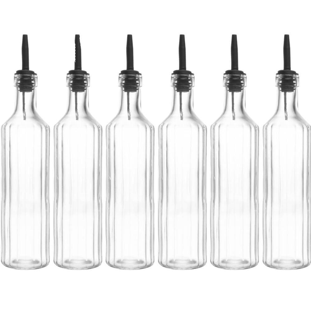 Kit 6 Garrafas de Vidro Lyor 500ml Com Bico Dosador Azeite Vinagre Vegas Porta Condimentos