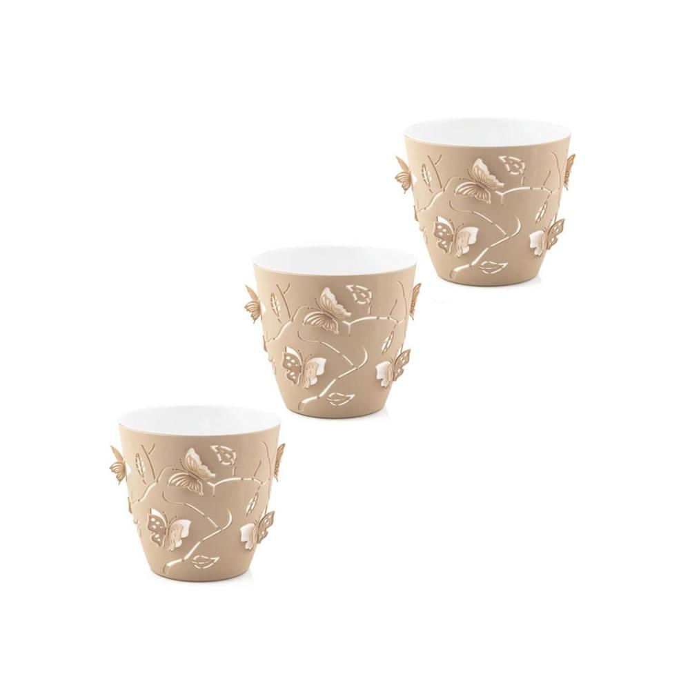 Kit 3 Vasos de Flores Plantas Cachepot 3D Floreira de Mesa Decor 700ml Plasvale Pequeno Borboletas