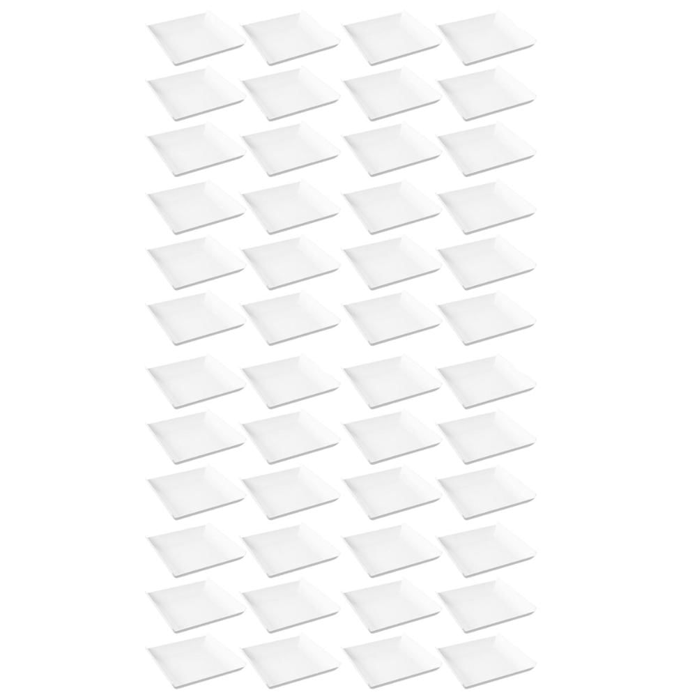 48 Pratos Quadrados Brancos Grandes 21cm Plástico Lanchonete Padaria Cozy Coza