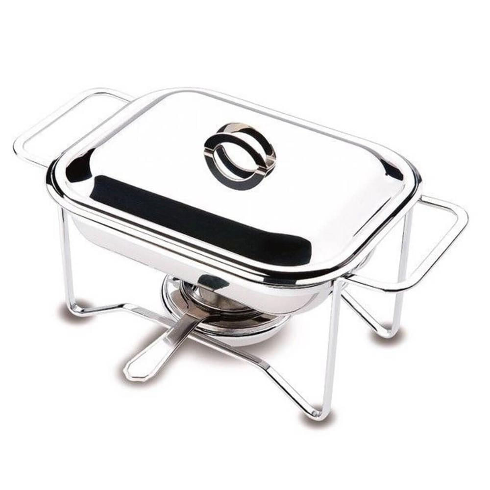Rechaud Retangular 1,5L com Tampa 32x19cm Pequeno Aço Inox com Queimador Zanella