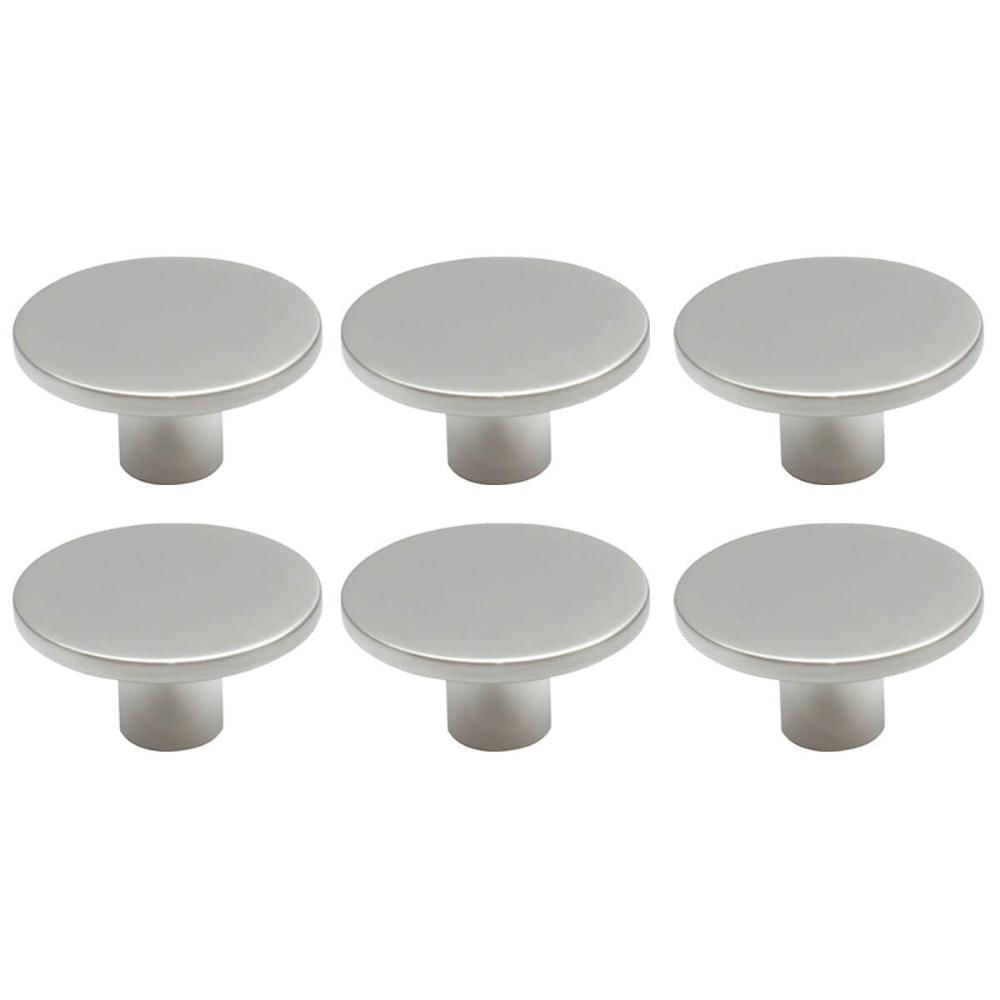 Kit 6 Puxadores 206 Naico Ponto Redondo Cromo Acetinado para Móvel Armários e Gavetas