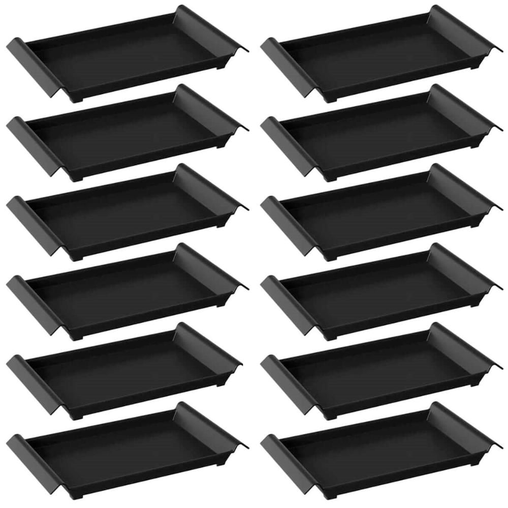 12 Bandejas de Servir com Alças 34x19cm Plásticas Pretas Restaurantes Café da Manhã Coza Casual