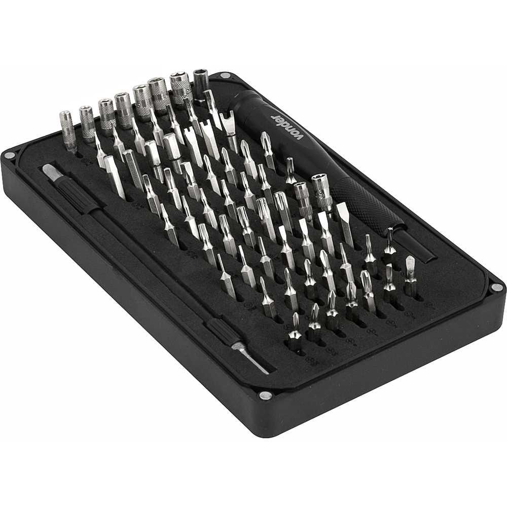 Jogo de bits/ponteiras de precisão com 66 peças encaixe sextavado de 4 mm VONDER
