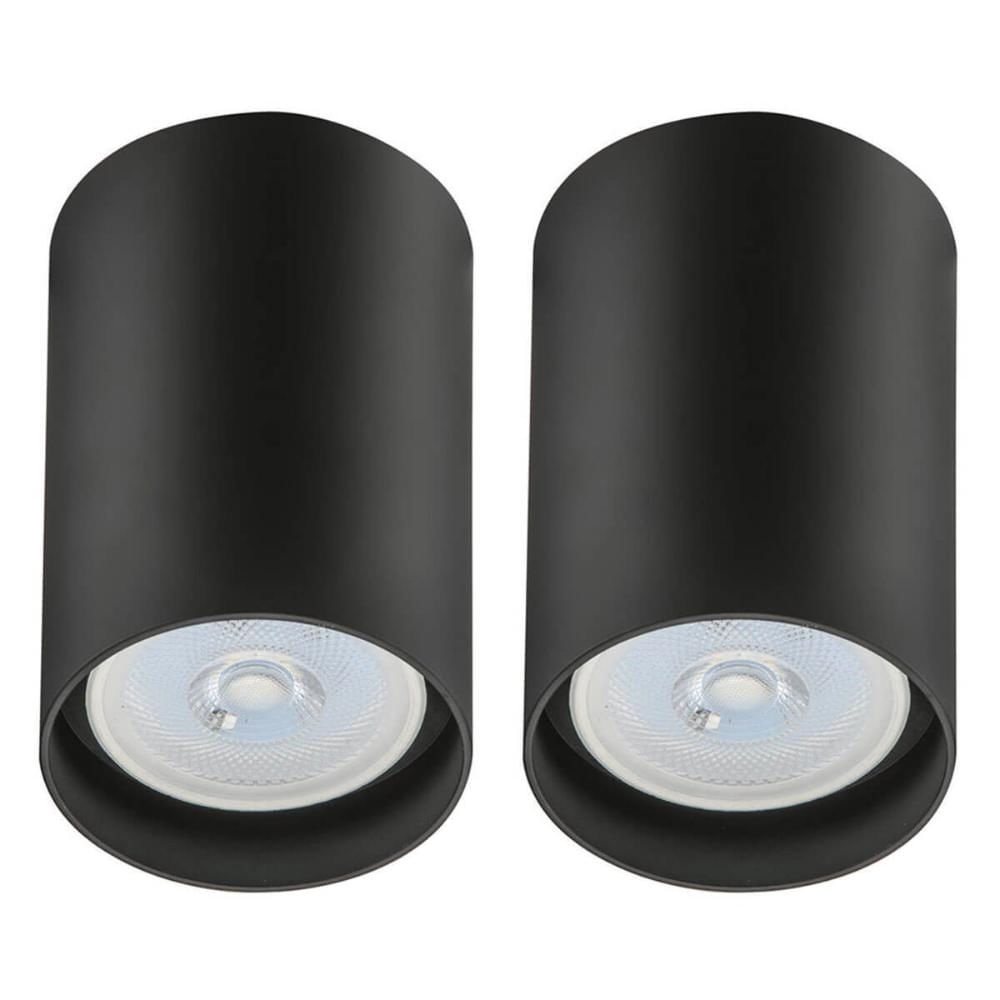 Kit 2 Spots de Sobrepor Luminária de Teto Zoom Preto Bivolt Dital Sala Cozinha Escritório