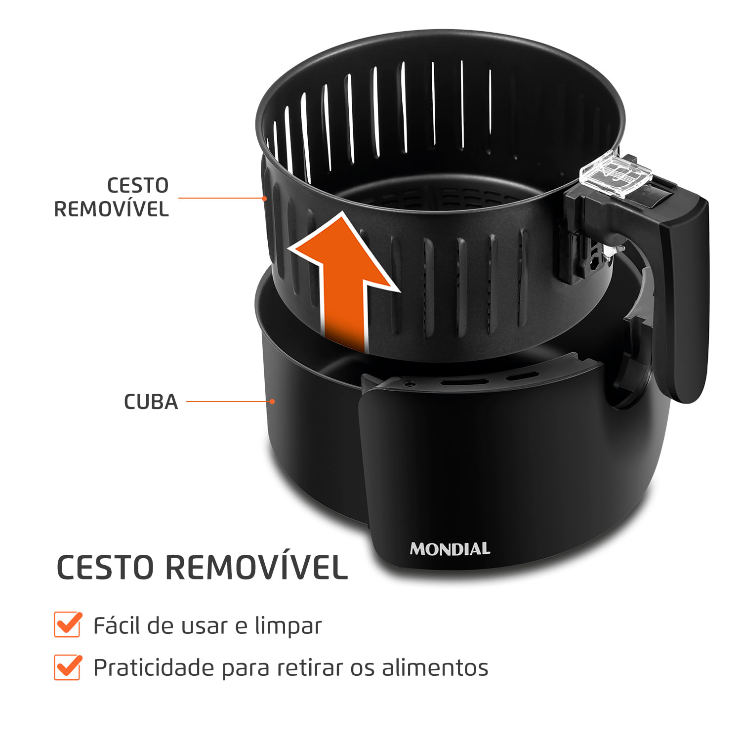 Fritadeira Elétrica Air Fryer Mondial Pratic AF-36-BI 3,6L Inox/Preta - 220V