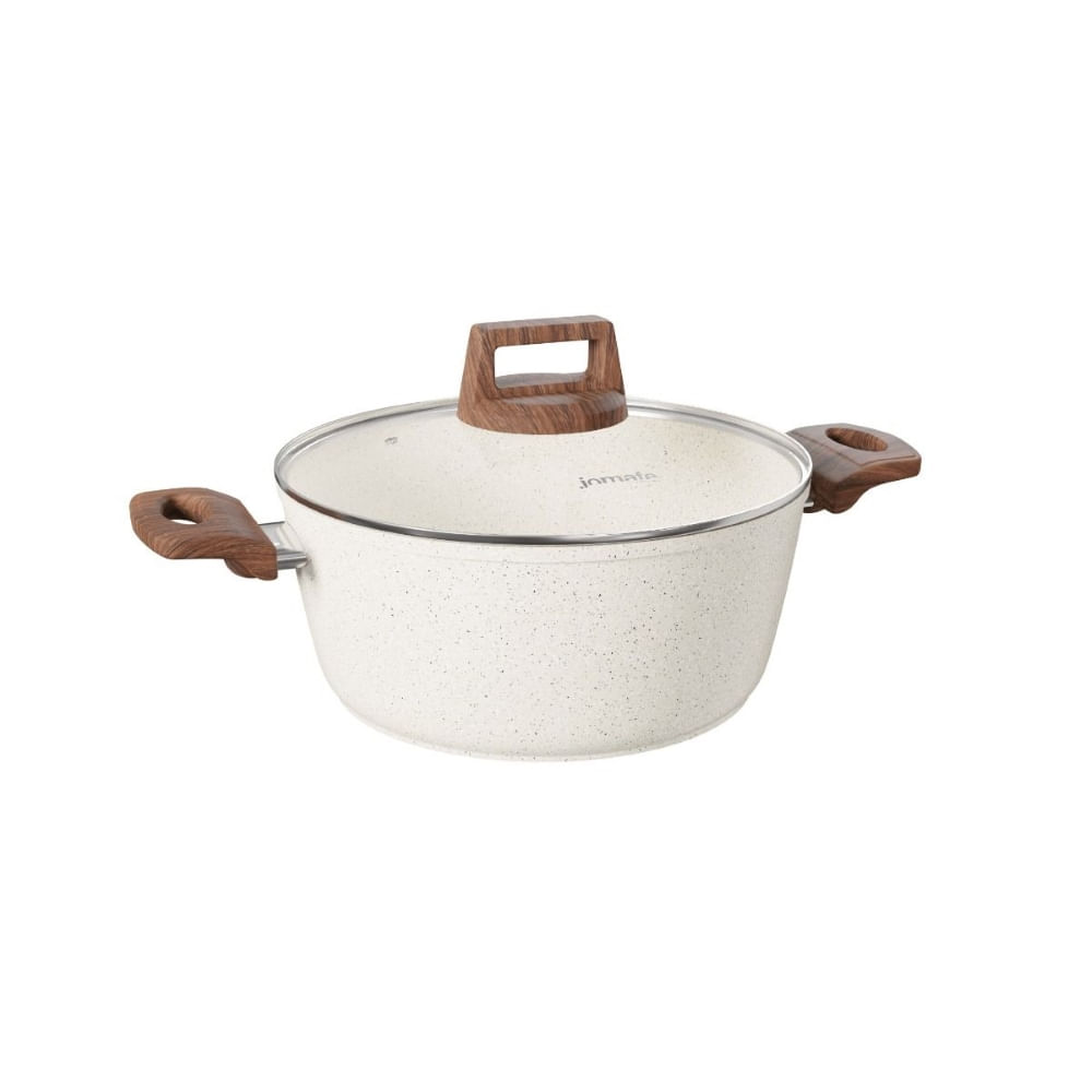 CAÇAROLA JOMAFE OSLO STONE EM ALUMINIO FORJADO COM REVESTIMENTO CERÂMICO 28CM 76128328