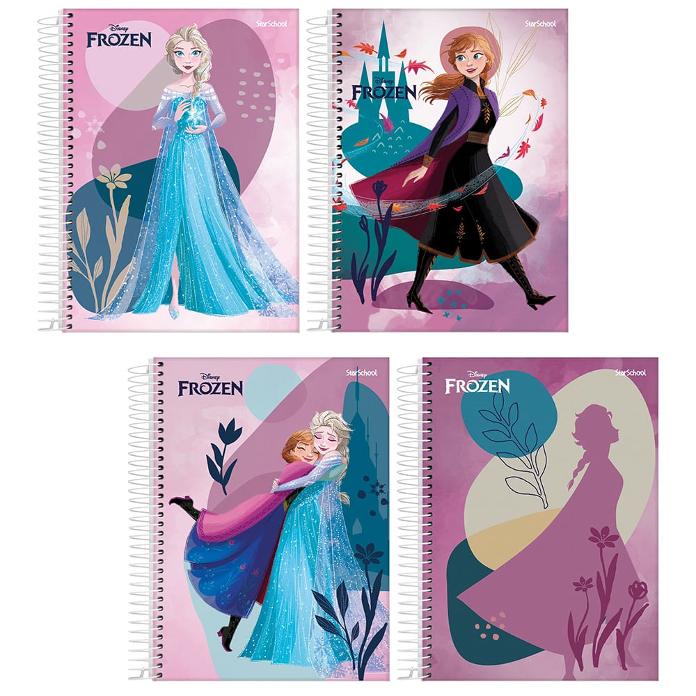 Caderno 1/4 Espiral São Domingos Starschool Frozen 80 Folhas - Item Sortido