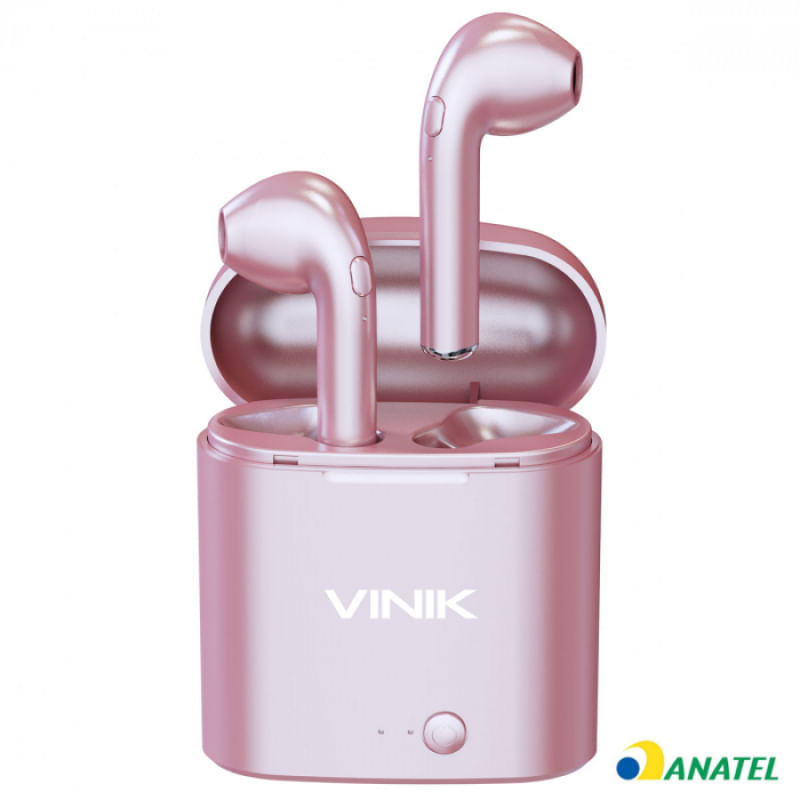 Fone de Ouvido Vinik Bluetooth Easy W1 TWS Rosé + Estojo Carregador