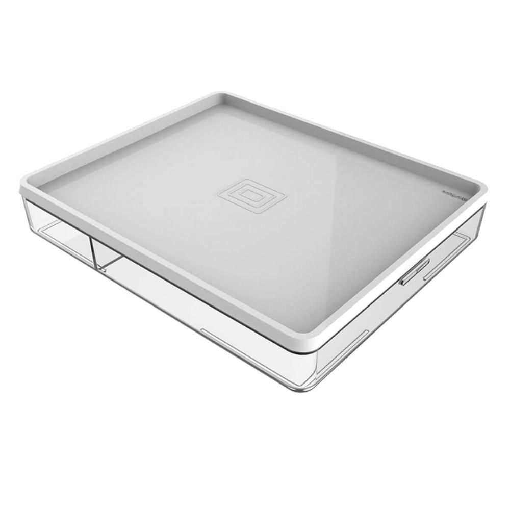Pote com Divisórias e Tampa 1L Crippa Marmita Retangular 23,5x19x4,5cm Branco