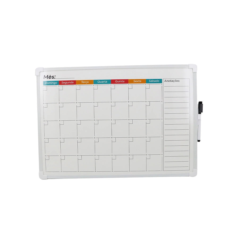 Quadro Magnético Branco Le Planejamento Mensal com Marcador 32x45,5cm