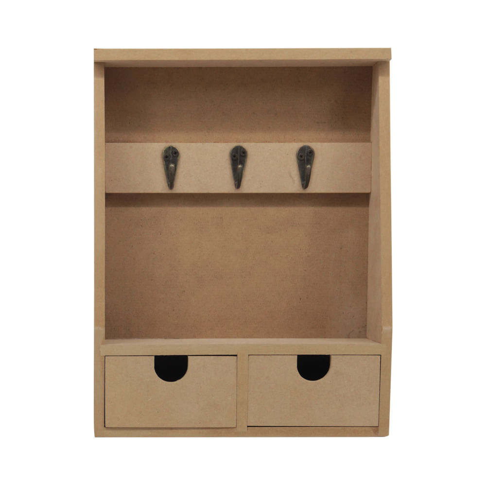Porta Chaves Le Mdf Retangular com 2 Gavetas 22x29x8cm