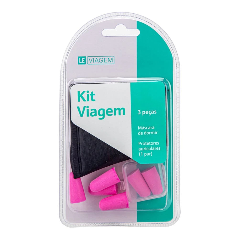 Kit Viagem Le com Par de Protetor Auricular e Máscara de Dormir