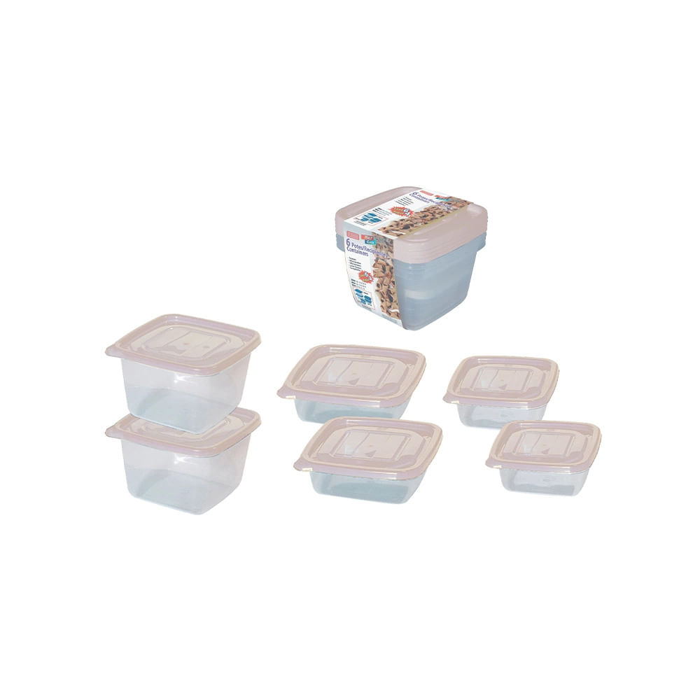Conjunto de Potes São Bernardo Multiclick em Plástico Quadrado Leve 6 Pague 4 - Item Sortido