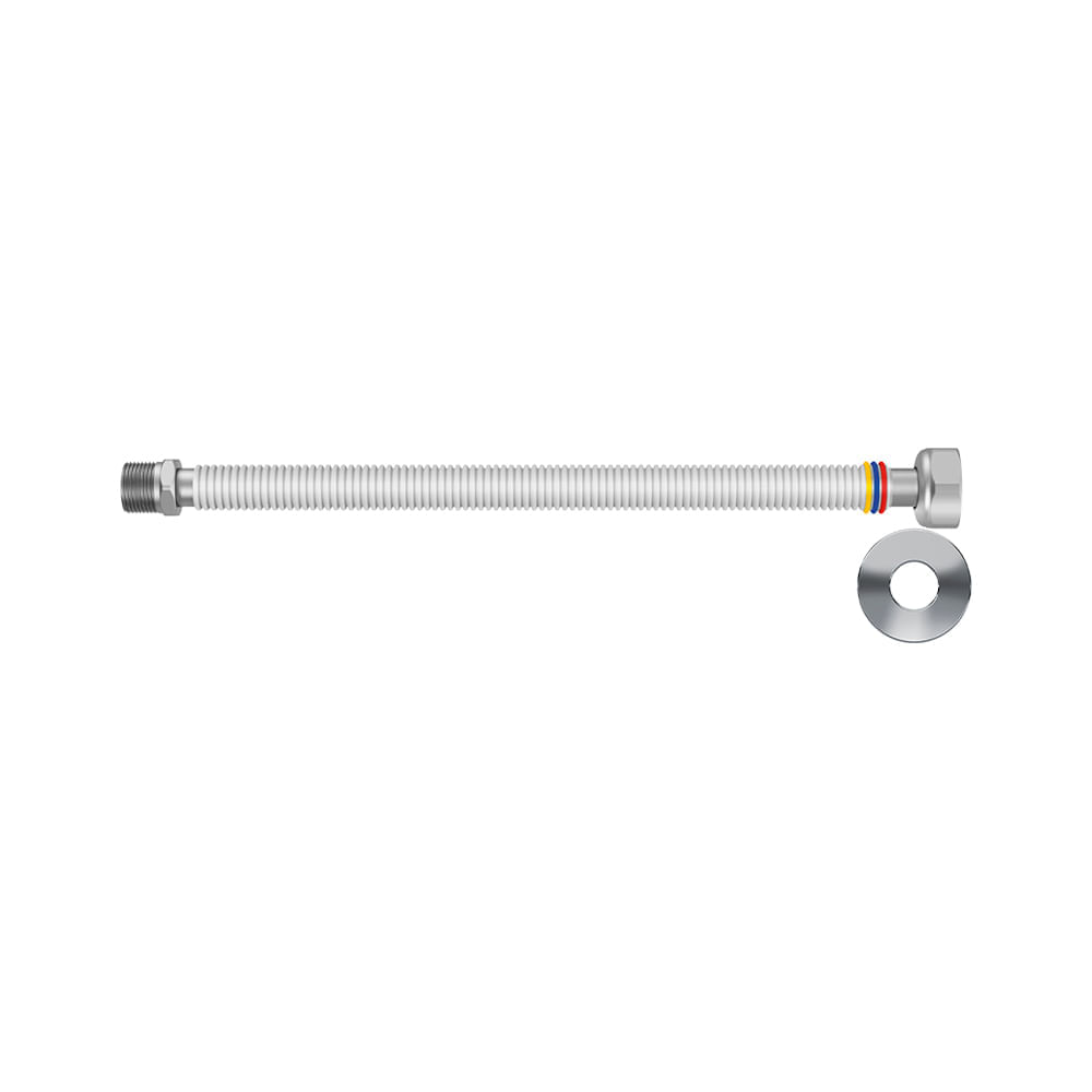 Engate Extensível 3 em 1 para Água Fria/Quente e Gás Censi 30cm 1/2" / 3/4" com Canopla