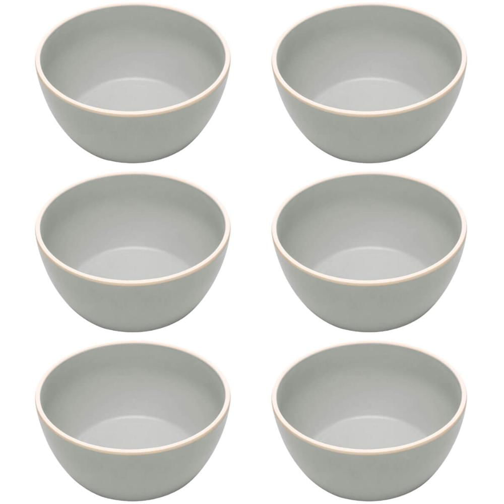 Kit 6 Bowls Melamina Tigela 600ml Cinza Class Wolff Cumbucas Sobremesas Porções