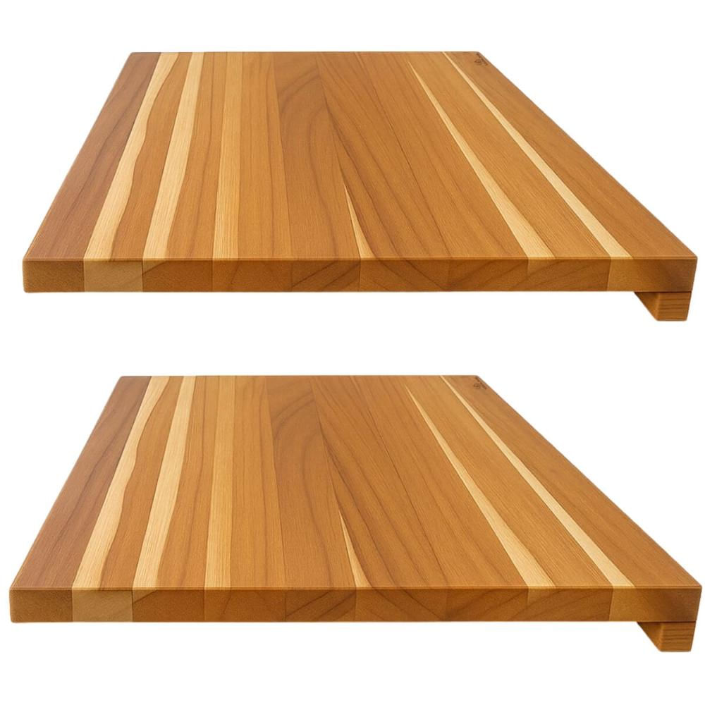 Kit 2 Tábuas de Corte 48x35cm Prancha Teca com Encaixe L Bancada Cozinha Zanline