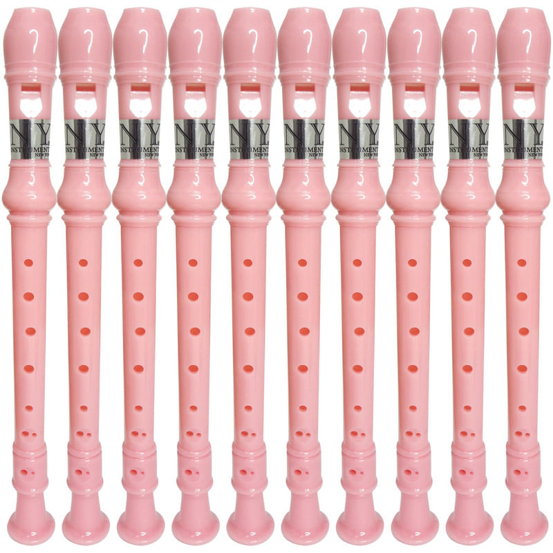 Kit 15 Flautas Doce Germânica Rosa Claro FL 20G New York